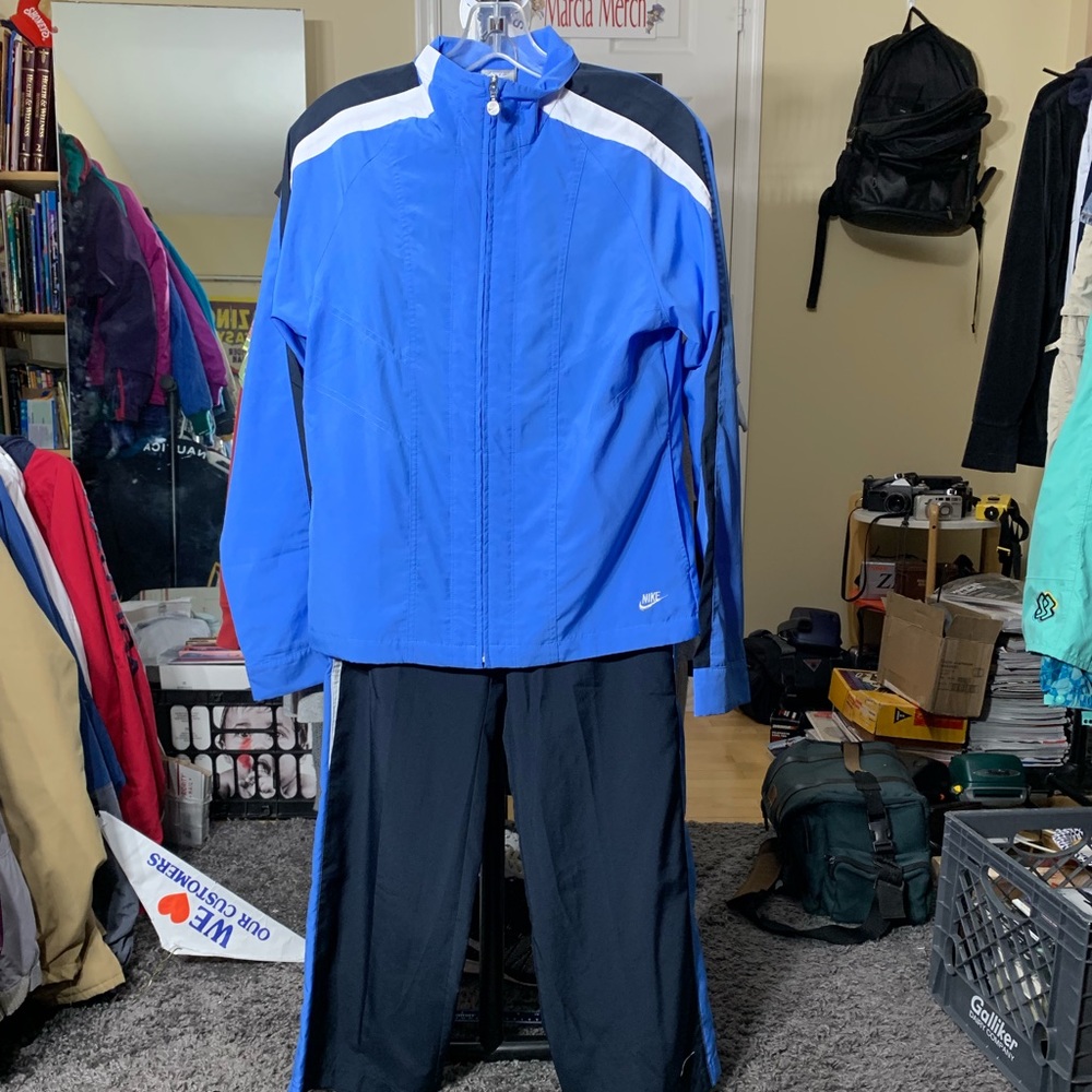 Baby blue and black Nike 2 piece windbreaker suit